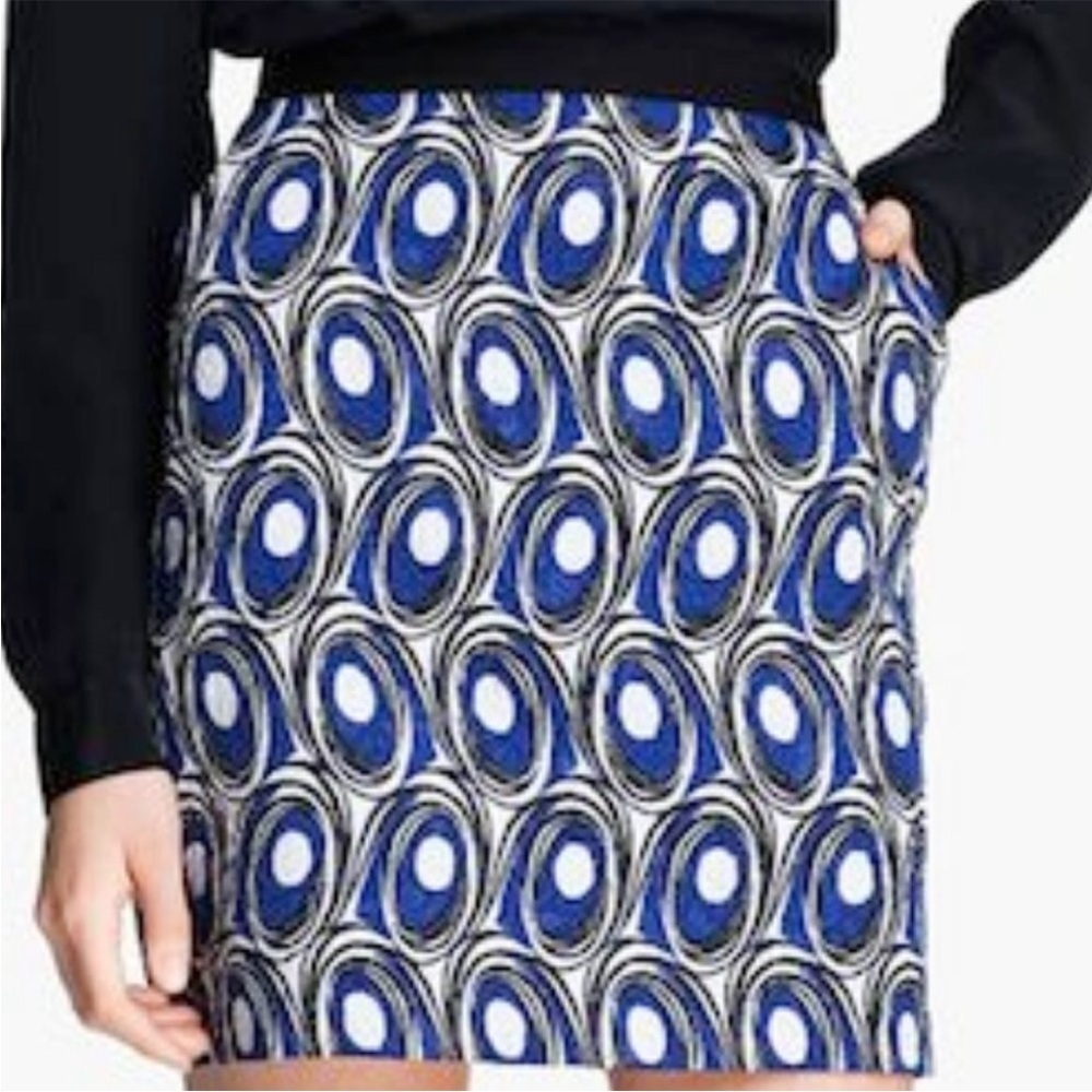 Miss WU Elegant Blue and Black Abstract Textured Skirt